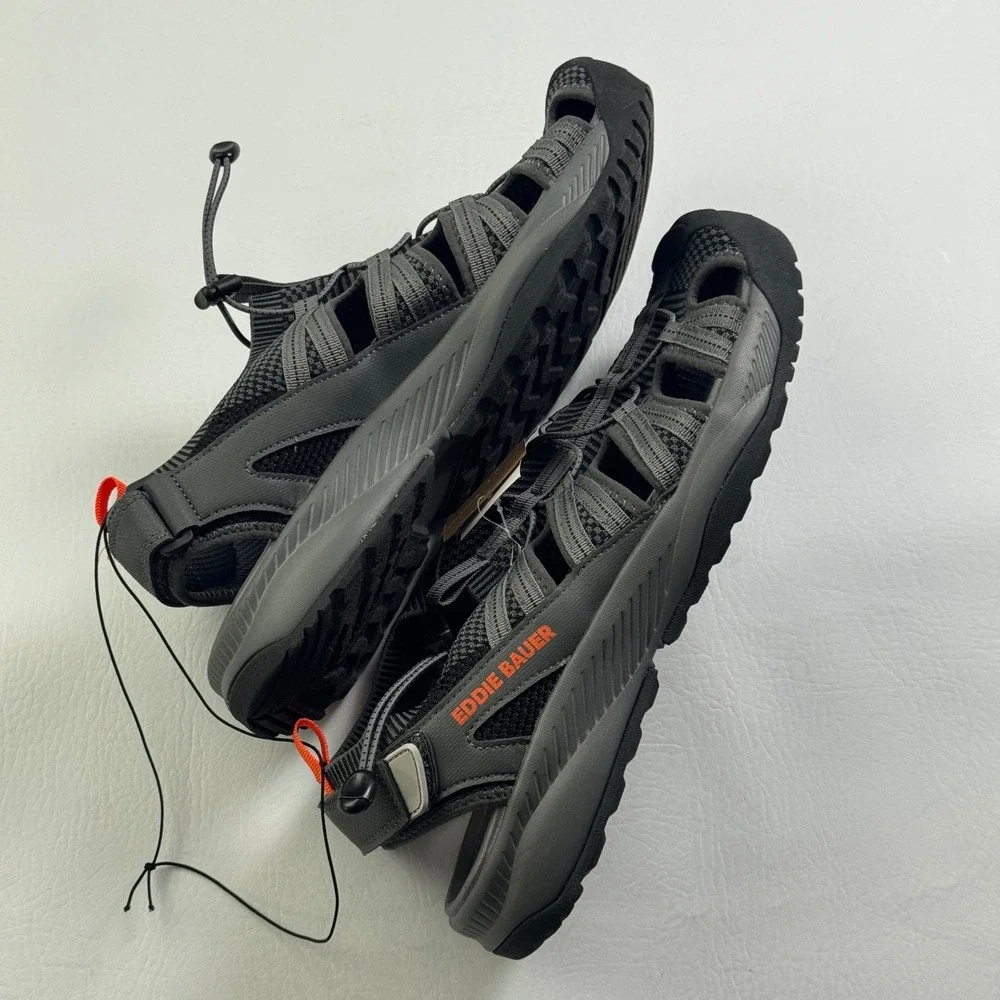 Eddie Bauer Cedar Mens Grey Orange Hiking Sandals Water Shoes Size 13 NEW